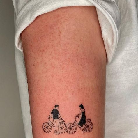 Me Before You Tattoo, Normal People Tattoo Book, Man Silhouette Tattoo, Tattoos Movies Inspired, Paul Mescal Tattoo, Normal People Tattoo Ideas, Tiny People Tattoo, Movie Scene Tattoo, Little People Tattoo