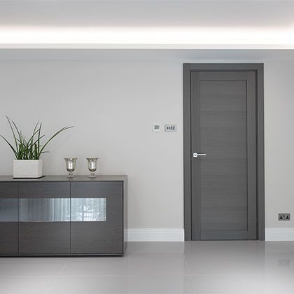 Internal Doors Modern, Grey Internal Doors, Grey Interior Doors, Interior Door Styles, Black Interior Doors, Self Build Houses, Build Home, Self Build, Doors Interior Modern