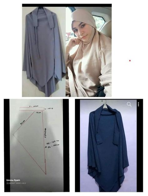 Khimar Pattern How To Make, Pola French Khimar, Khimar Pattern, French Khimar, Abaya Pattern, Clothing Pattern Design, Kids Party Wear Dresses, Moslem Fashion, Tunic Sewing Patterns