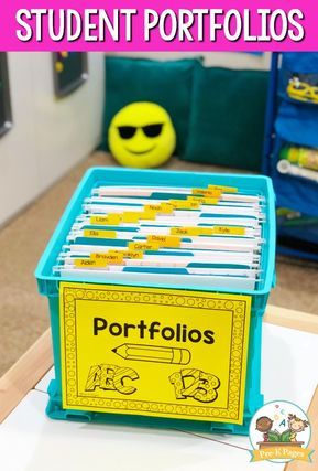 Portfolio Crate Organization. How to get started with portfolios in your classroom. #preschool #prek #assessment Preschool Portfolio Ideas, Crate Organization, Preschool Portfolio, Preschool Classroom Organization, Trendy Classroom, Preschool Organization, Classroom Preschool, Preschool Assessment, Pre K Pages