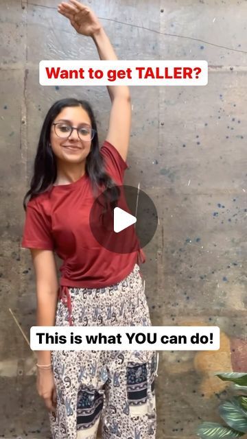 Mallika on Instagram: "Practice these everyday to get TALLER ! 

-As a matter of fact, doing yoga won’t increase your skeletal height, which for the most part, won’t increase after age 20.

However, yoga can build muscular strength, which supports good posture. You may appear and feel taller after you elongate your spine and improve your posture.

Genetics, lifestyle factors, and nutrition determine your height. Even if you manage to slightly increase your height by reducing compression of the discs in your spine, the change will be negligible and can vary during the day depending on your activities.

#yoga #yogaposes #tall #taller #trendingnow #viralreels #fyp #explorepage" How To Be Taller Exercise, Exercise For Height Increase, Height Increase Exercise, How To Be Taller, Get Taller Exercises, Taller Exercises, Increase Your Height, Increase Height Exercise, Get Taller