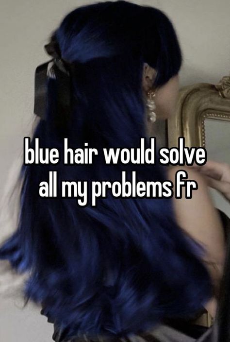 Cute Dyed Hair Ideas, Hair Styles Blue, Cool Dyed Hair, Hair Ideas Dyed, Blue Hair Icon, Blue Dyed Hair, Fashion Hair Styles, Navy Blue Hair, Navy Hair