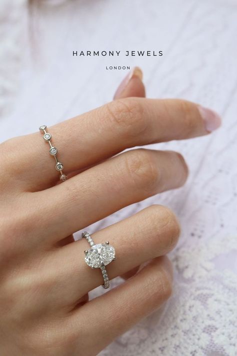 Never out of style with this gorgeous Oval Centre Diamond with micro set shoulders Engagement Ring Brilliant Engagement Rings, Oval Cut Engagement Ring, Eternity Rings, Bespoke Engagement Ring, Ring With Diamond, Jewellery Store, Rings Wedding, Oval Diamond, Lab Diamonds