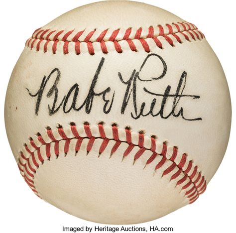 Baseball Collectibles:Balls, 1946-47 Babe Ruth Single Signed Baseball, PSA/DNA NM-MT+ 8.5.... Baseball Balls, The Sandlot, Babe Ruth, Play Ball, Country Music, Baseball, Signs