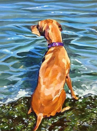 Vizsla Art, Dog Portraits Painting, Labrador Art, Vizsla Dogs, Daily Paintworks, Dog Paintings, Black Dog, Fine Art Gallery, Dog Portraits