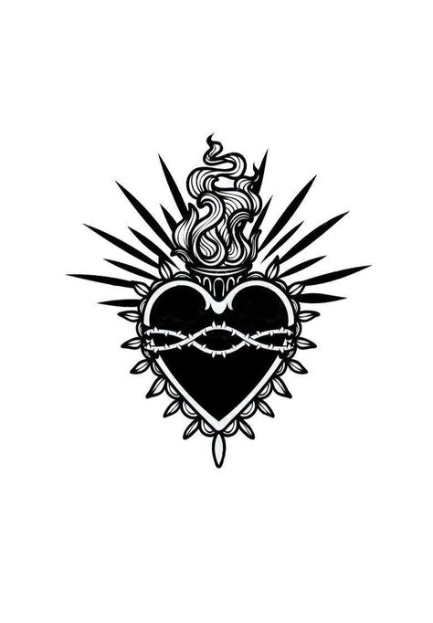 Symbols Of Unconditional Love, Sacred Heart Tattoo Outline, Hollow Heart Tattoo, Secret Heart Tattoo, American Traditional Sacred Heart Tattoo, Sacred Heart Tattoo Stencil, Sacred Heart Chest Tattoo, Sacred Heart Tattoo Traditional, Traditional Sacred Heart Tattoo