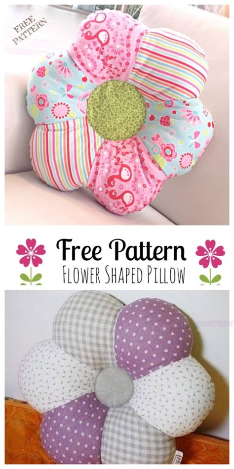 DIY Floral Pillow Free Sewing Patterns | Fabric Art DIY Daisy Pillow Sewing Pattern, How To Hand Sew A Pillow, Fun Pillow Sewing Patterns, Decorative Pillow Patterns Sewing, Daisy Pillow Diy, Pillow Diy Ideas How To Make, Pillow Shapes Diy, Flower Pillow Sewing, Sewing Decorative Pillows