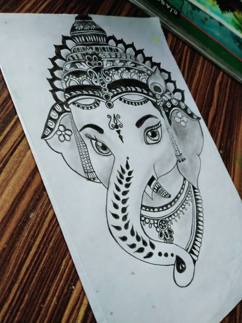 Hindu Drawing, Ganesha Mandala Art, Ganesha Mandala, Sketch Images, Pencil Drawings Of Flowers, Easy Mandala, Easy Mandala Drawing, Ganpati Decoration Design, Pencil Sketch Images