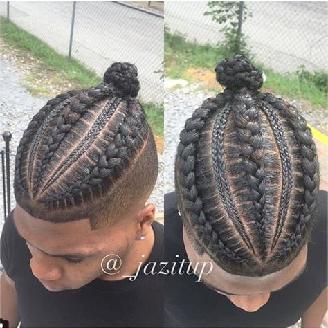 Top 12 African-American Hairstyles for Male | New Natural Hairstyles Boys Braids, Hair Cornrows, Unique Braided Hairstyles, Boy Braids, Braided Man Bun, Braid Styles For Men, Boy Braids Hairstyles, Men Braids, Blonde Dreads