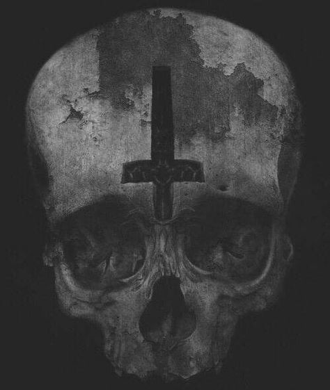 Skulls St Peters Cross, Satanic Clothing, Gothic Culture, Occult Clothing, Dark Beauty Magazine, St Peters, St Peter, Scary Art, Skull And Bones