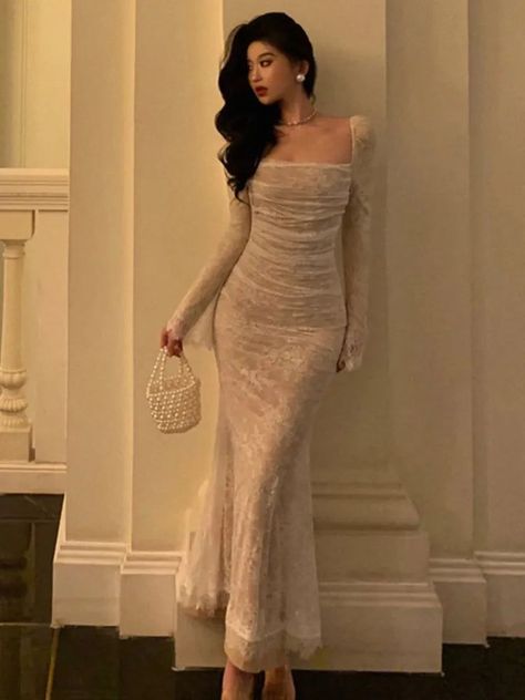 Full Sleeve Prom Dress, Money Dress, Full Sleeves Dress, Robe Women, Mermaid Prom Dresses Lace, Prom Dresses Elegant, Evening Party Gowns, Dress Spring, Prom Dresses With Sleeves