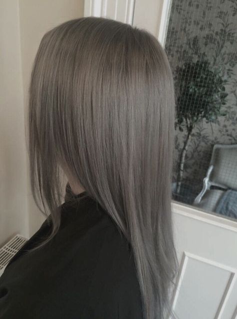 grey Grayish Hair Color, Light Ash Grey Hair, Deep Ash Grey Hair, Brownish Grey Hair, Milk Tea Grey Hair, Grey Hair Asian, Light Ash Hair, Grey Ash Hair, Warm Grey Hair