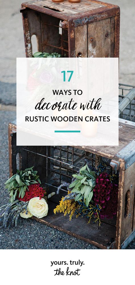 When it comes to the vintage rustic wooden crate, it's all about thinking outside the box. Wooden Crate Front Porch Decor, Wine Crates Ideas Decor Wooden Boxes, Decorating With Old Wooden Crates, Antique Crate Decor, Old Wooden Crate Ideas, Repurpose Wooden Crates, Old Crates Repurposed, Decorating With Old Wooden Boxes, Vintage Crates Ideas