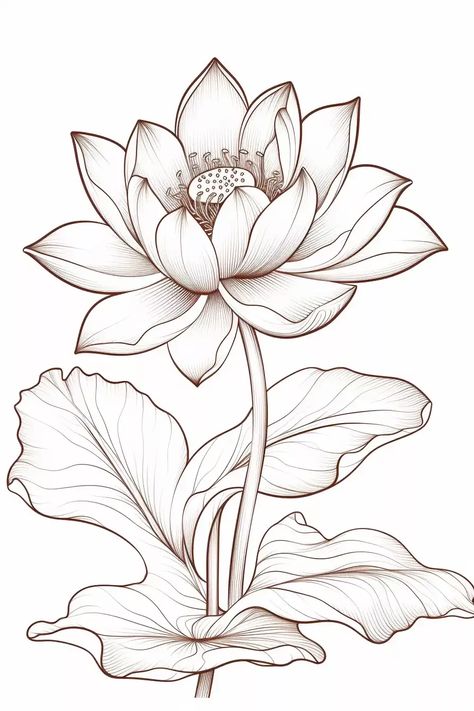 Lotus Coloring Pages For Kids & Adults | Free Printables | Storiespub Lotus Flower Drawing, American Traditional Tattoo Ideas, Traditional Tattoo Ideas, Lotus Painting, Fabric Painting Techniques, Lotus Art, Flower Outline, Flower Art Drawing, Flower Sketches