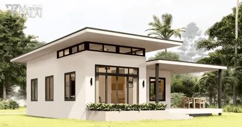 Small Farmhouse Design Idea 10m x 11m Farmhouse Philippines, Small Farmhouse Design, House Design Philippines, One Room Houses, Tiny Container House, Small Modern Home, Modern Bungalow House, Simple House Design, Tiny Cabins