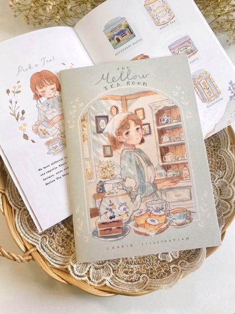 Zine | The Mellow Tea Room - Designer Carrie Illustration - Pinkoi Tea Room Design, Cottage Core Art, Making Books, Picture Album, October Art, 귀여운 음식 그림, Book Cover Design Inspiration, Notebook Cover Design, Flea Market Style