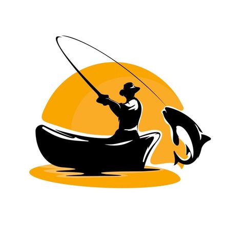 Fisherman Tattoo Ideas, Fisherman Vector, Fish Logo Design Ideas, Fisherman Illustration, Fisherman Logo, Fisherman Tattoo, Fisherman Art, Fisher Man, Fishing Clipart