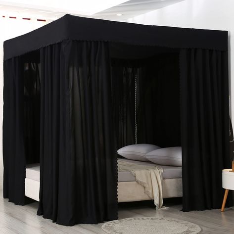 JOYLIFE Twin Canopy Bed Curtain Lightproof Bed Canopies&Drapes Bed Canopy for Girls Home and Bed Decor (Black, Twin) Bed Canopy Curtains, Canopy Bed Curtain, Curtain Canopy, Black Canopy Bed, Adult Bedroom Decor, Bed Canopies, Princess Canopy Bed, Simple Bed Designs, Curtains Design