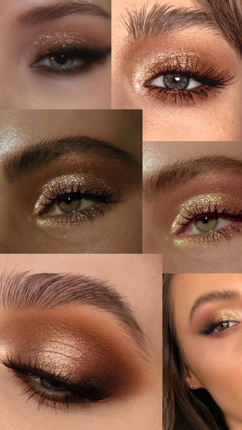 Gold Smokey Eye Makeup, Eye Makeup Inspo, Light Smokey Eye, Gold Smokey Eye, Gold Makeup, Light Academia, Smokey Eye Makeup, Smokey Eye, Makeup Inspo