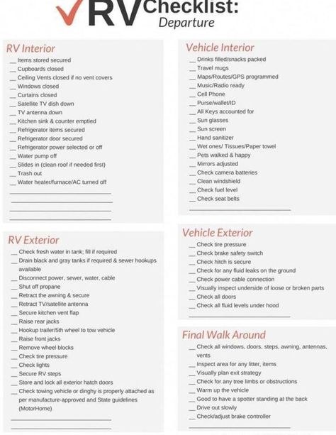 Tv Camping Checklist, Tv Camping, Camper Checklist, Rv Checklist, Clean Windshield, Printable Packing List, Rv Camping Checklist, Rv Motorhomes, Ceiling Vents