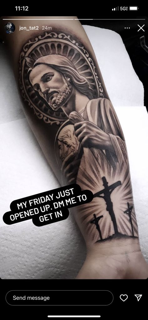 San Judas Sleeve Tattoo, San Judas Tattoo Design, San Judas Tadeo Tattoo, Hand Tats, Jesus Tattoo, Religious Tattoos, Tatuaje A Color, Christian Posters, Tat Ideas