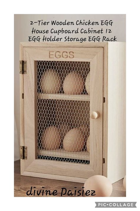 2-Tier Wooden Chicken EGG House Cupboard Cabinet 12 EGG Holder Storage EGG Rack 💕💕Available from Divine Daisiez. Egg House, Egg Boxes, Egg Rack, Wooden Chicken, Egg Holders, Indian Doors, Metal Wall Shelves, Cupboard Cabinet, House Organisation