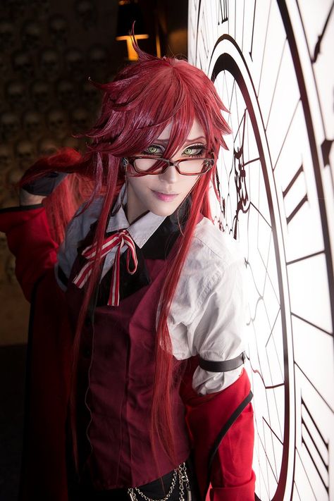 Grell by Sakuya [ Kuroshitsuji ] Grell Cosplay, Grell Sutcliff Cosplay, Black Butler Grell, Grell Sutcliff, Black Butler Cosplay, Fitness Shirts, Cosplay Cosplay, Cosplay Boy, Sebastian Michaelis