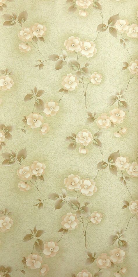 Original 70s wallpaper in subtle colors Pink flowers entwine on a light moss green background.  The finely structured paper is firm, not glossy and of good quality. This wallpaper is made of paper. Our wallpapers are all originals from the 1970s, some even older. No reprints, all real old! The wallpapers are all about 53.5cm wide. The wallpapers are sold per meter. If you put several meters in the shopping cart, you will receive the wallpaper in this length in one piece. A piece can be a maximum Rose Gold Pattern Wallpaper, Cute Tan Wallpaper, Green Rose Wallpaper, Soft Victorian Aesthetic, Vintage Flower Shop, Moss Green Background, Light Moss Green, Pink Roses Background, 70s Wallpaper