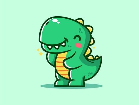 Cute Dinosaur Cartoon, Dino Cartoon, Cute T Rex Drawing, Cute Chibi Dinosaur, Dinosaur Cartoon, Cute Dinosaurs, Trex Cartoon Cute, Dianousor Drawing Cute, Cute Dinosaur Drawing