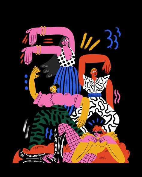 Graphic People Illustration, Dance Images Art Pictures, Dance Illustration Design, Dancing Figure Drawing, Dancing Illustration Art, Voguing Dance, Singing Illustration, Dance Graphic Design, Simple Illustration Style