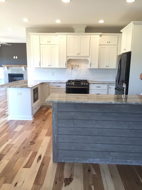 Gray shiplap island Kitchen Island Shiplap, Shiplap Kitchen Island, Island Shiplap, Shiplap Island, Shiplap Ideas, Walkway Designs, Garden Walkways, Gray Shiplap, Kitchen Island Makeover