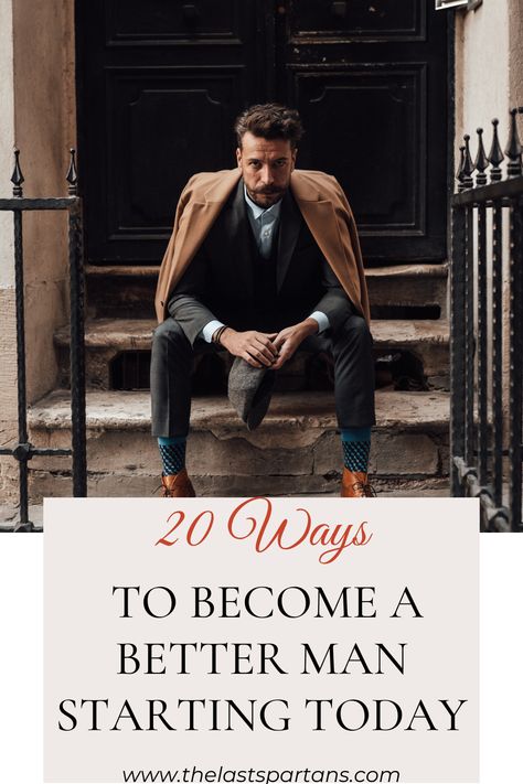 Becoming a better man is a journey that requires patience, dedication, and perseverance. It's about improving your character, developing new skills, and building meaningful relationships. Here are 20 ways to become a better man starting today: Become A Better Man, How To Be A Better Man, How To Be A Man, Mens Vision Board, Be A Better Man, Mens Fashion Quotes, Pinterest For Men, Better Men, Gentleman Rules