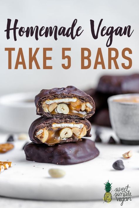 Take 5 Bars, Take 5 Candy Bar, Vegan Chocolate Bars, Healthy Superbowl Snacks, Vegan Caramel, Vegan Candies, Vegan Dark Chocolate, Vegan Kids, Healthy Vegan Snacks