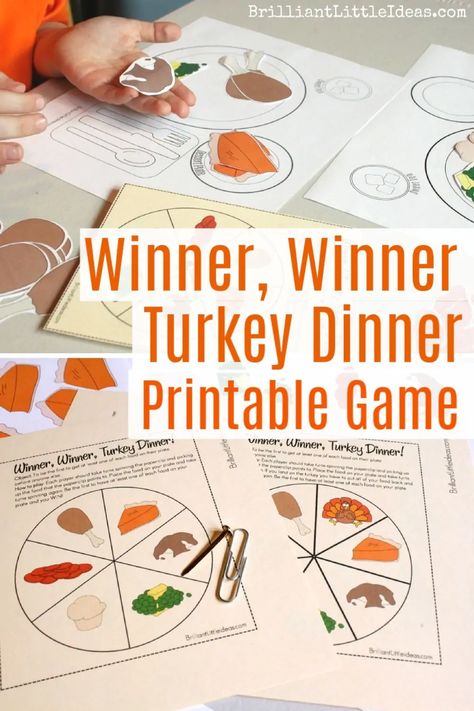 Try this Fun Thanksgiving Game called Winner, Winner Turkey Dinner -Printable Family Game Night Ideas. Your kids are going to Love this easy diy game. #familygamenight #printablegames Family Game Night Ideas, Game Night Ideas, Turkey Games, Thanksgiving Board, Fun Thanksgiving Games, Dinner Games, Thanksgiving Preschool, Diy Thanksgiving, Holiday Games