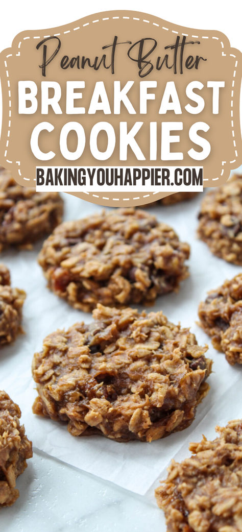 Peanut Butter Oatmeal Breakfast Cookies, a one-bowl recipe that makes healthy cookies for breakfast! Great for meal prep and on-the-go! Healthy Breakfast Biscuit Recipes, Healthy Breakfast Cookies Protein, Breakfast Cookies Healthy Oatmeal, Peanut Butter Oatmeal Breakfast Cookies, No Bake Breakfast Cookies, Breakfast Oatmeal Cookies, Peanut Butter Oatmeal Breakfast, Cheap Breakfast Ideas, Oatmeal Recipes Breakfast