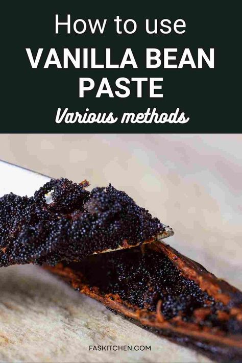 A Pinterest pin featuring a jar of vanilla bean paste with a vanilla bean beside it. The text highlights nutrition facts, benefits, and usage tips. Ideal for those wanting to elevate their baking and cooking with authentic vanilla flavor. #VanillaBeanPaste #VanillaGuide #CookingTips Vanilla Bean Pod Uses, Vanilla Beans Uses, How To Use Vanilla Bean Paste, Uses For Vanilla Bean Paste, What To Do With Vanilla Beans, Diy Vanilla Bean Paste, How To Make Vanilla Paste, Vanilla Bean Paste Uses, Vanilla Bean Paste Recipe Desserts