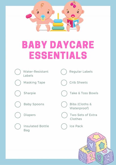 Baby Daycare checklist Daycare Bag Checklist Infant, Daycare Bag Infant, Daycare Prices, Daycare Backpack, Daycare Checklist, Daycare Essentials, Daycare Supplies, Daycare Schedule, Infant Daycare