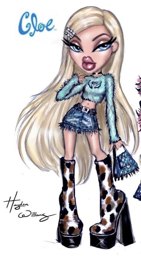 Bratz Dolls Paintings, Cloe Bratz, Different Body Sizes, Black Bratz Doll, Bratz Doll Outfits, Doll Drawing, Brat Doll, Arte Grunge, Bratz Girls