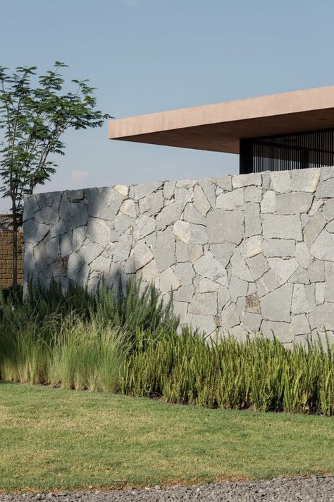 Tropical Architecture, Stone Facade, Pool Villa, Front Landscaping, Brick Architecture, Tropical Resort, Stone Cladding, House Front Design, Conceptual Design