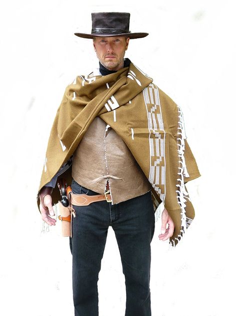 Cowboy Poncho, Western Outfit Men, Wild West Outfits, Pink Shoelaces, Poncho Outfit, Baby Shoes Diy, Cowboy Aesthetic, Cowboy Costume, Cowboys Men