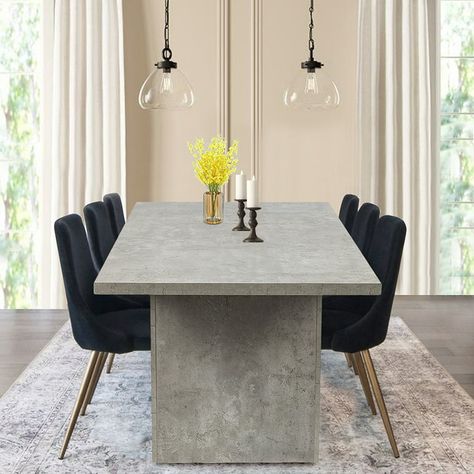 Leejay 70 inch Rectangular Wood Dining Table,Cemented - Walmart.com Traditional Dining Room Table, Rustic Farmhouse Dining Table, Rectangular Dining Room Table, Concrete Dining Table, Chairs For Small Spaces, Dining Room Tables, Farmhouse Dining Table, Block Style, Solid Wood Dining Table