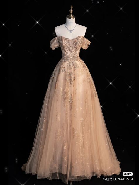 Yule Dress Ball Gowns, Yule Ball Aesthetic Dress, Enchanted Forest Prom Dress, Grad Ball Dress, Beige Ball Gown, Yule Ball Dress Aesthetic, Yule Ball Dress Ideas, Yule Ball Dresses, Yule Ball Outfits