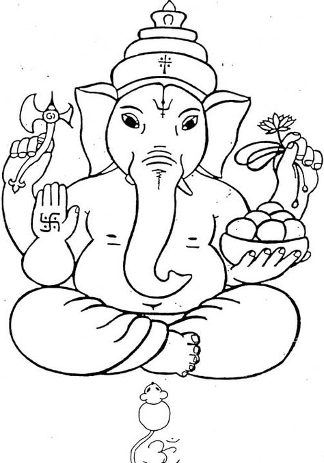 Printable coloring pages - Hindu Mythology: Ganesh (Gods and Goddesses) Ganesha Drawing, Buddhist Art Drawing, Ganesh Art Paintings, Kerala Mural Painting, Cool Pencil Drawings, Lord Ganesha Paintings, Ganesh Art, Mandala Design Pattern, Ganesha Painting