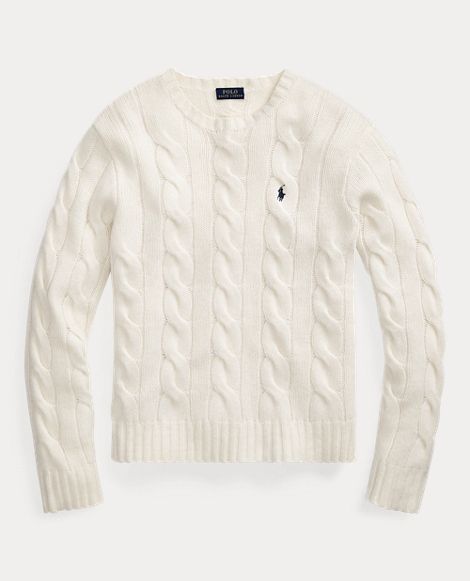 Cable-Knit Wool-Blend Jumper Polo Jumper, Long Sleeve Jumper, Ralph Lauren Women, Ralph Lauren Long Sleeve, Ralph Lauren Jeans, Ralph Lauren Outfits, Long Sleeve Jersey, Ralph Lauren Sweater, Knitwear Cardigan