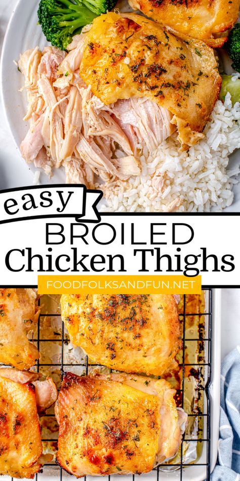 Broiled Chicken Recipes, Broil Chicken, Broiled Chicken Thighs, Baked Boneless Chicken Breast, Craving Tasty, Simple Spinach Salad, Chicken Thighs Recipe, Thighs Recipe, Broiled Chicken