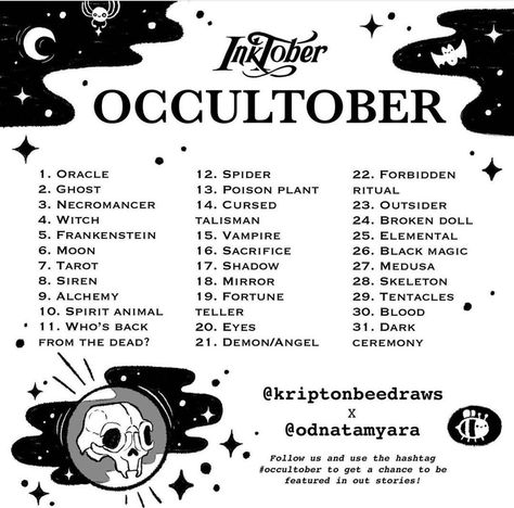 Occult Ritual, Sketchbook Prompts, 30 Day Art Challenge, Art Journal Challenge, October Art, Drawing Ideas List, Creative Drawing Prompts, Drawing Prompt, Writing Challenge