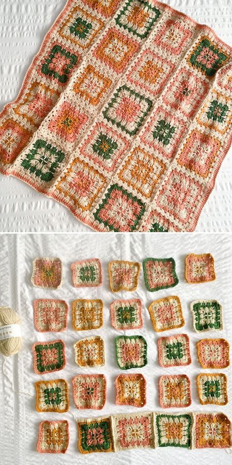 Granny Square Blanket With Tassels, Granny Square Blanket Pattern Layout, Different Stitch Crochet Blanket, Crochet Blanket With Granny Squares, Mismatch Granny Square Blanket, Grandma Square Blanket, Combine Granny Squares, Grandma Crochet Blanket, Solid Granny Square Blanket Pattern Free