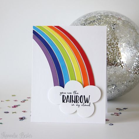 Clean and simple rainbow card Happy Birthday Flower Cake, Fusion Card, Rainbow Cupcake, Silhouette Cameo Crafts, Silhouette Cards, Rainbow Card, Baby Themes, Your Gorgeous, Thanks To Everyone