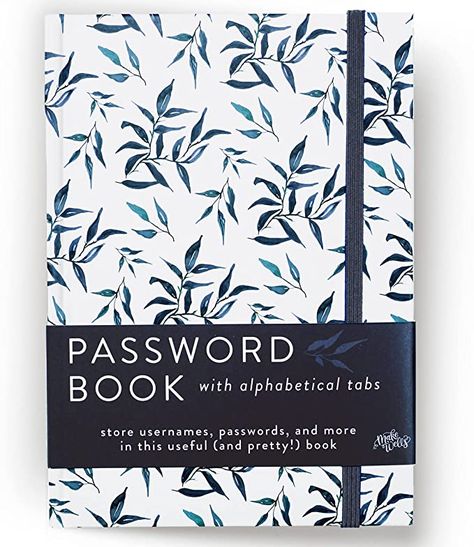 Amazon.com : Password Book with Alphabetical Tabs - Hardcover Watercolor Leaves - 5 x 7 inches - Beautiful Password Organizer - Password Keeper Book for Internet Details - Internet Password Book : Office Products Book Office, Password Book, Password Organizer, Tech Organization, Password Books, Password Keeper, Watercolor Leaves, Office Products, Getting Organized