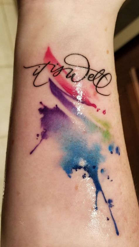 Splash Color Tattoo, Marry Tattoo, Color Splash Tattoo, Brush Tattoo Design, Watercolor Splash Tattoo, Paint Splatter Tattoo, Splash Tattoo, Splatter Tattoo, Wolf Tattoo Forearm